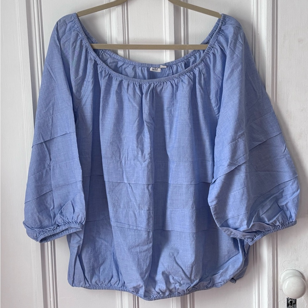 Women’s Gap Cotton Chambray 3/4 Sleeve Blue Blouse Size XL